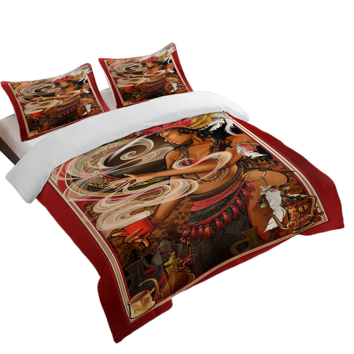 Beautiful Black Girl Goddess of Coffee Bed Covers