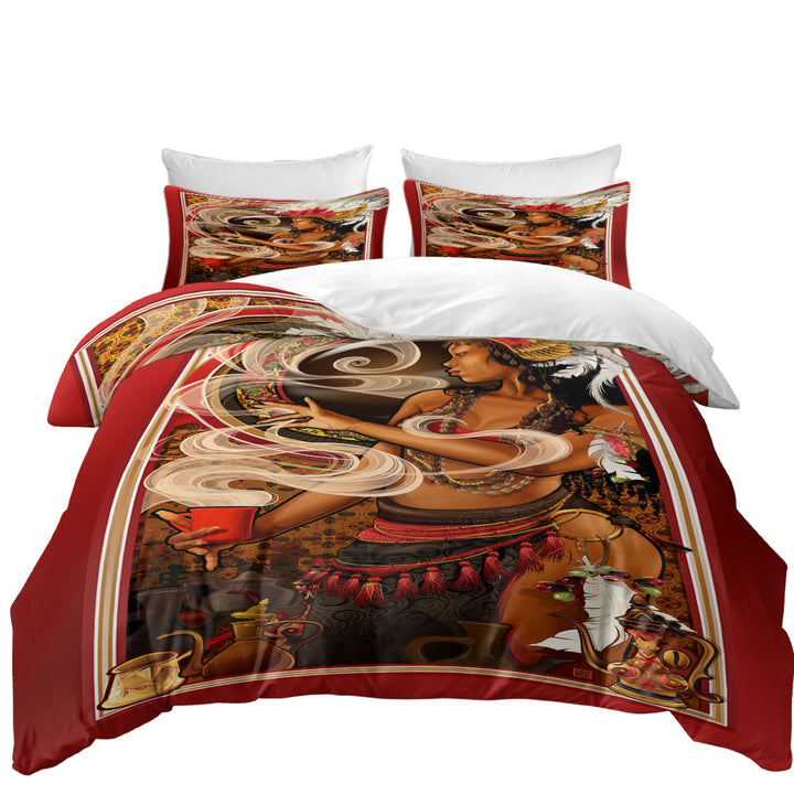 Beautiful Black Girl Goddess of Coffee Duvet Cover