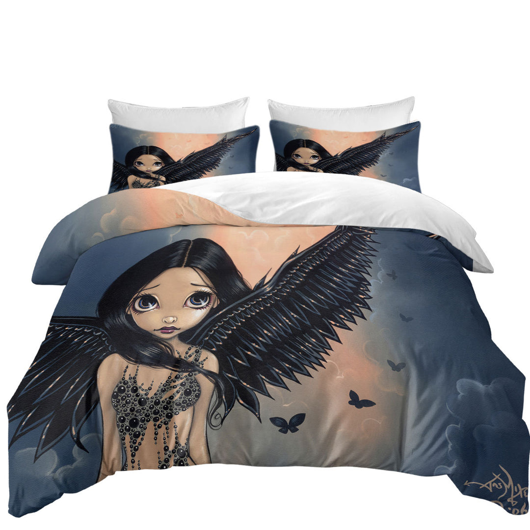 Beautiful Black Winged Angel Bed Covers