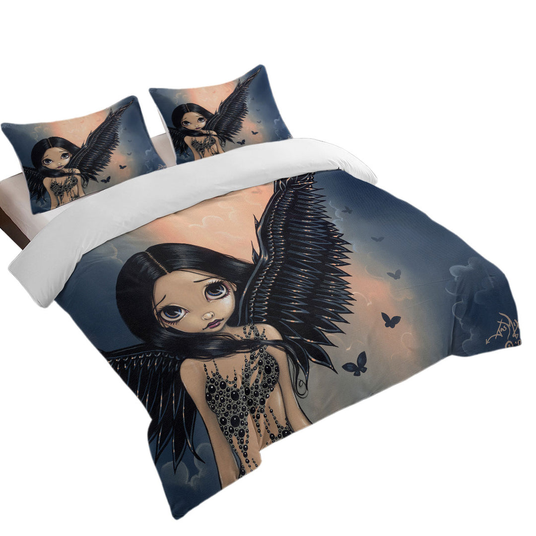 Beautiful Black Winged Angel Duvet Covers