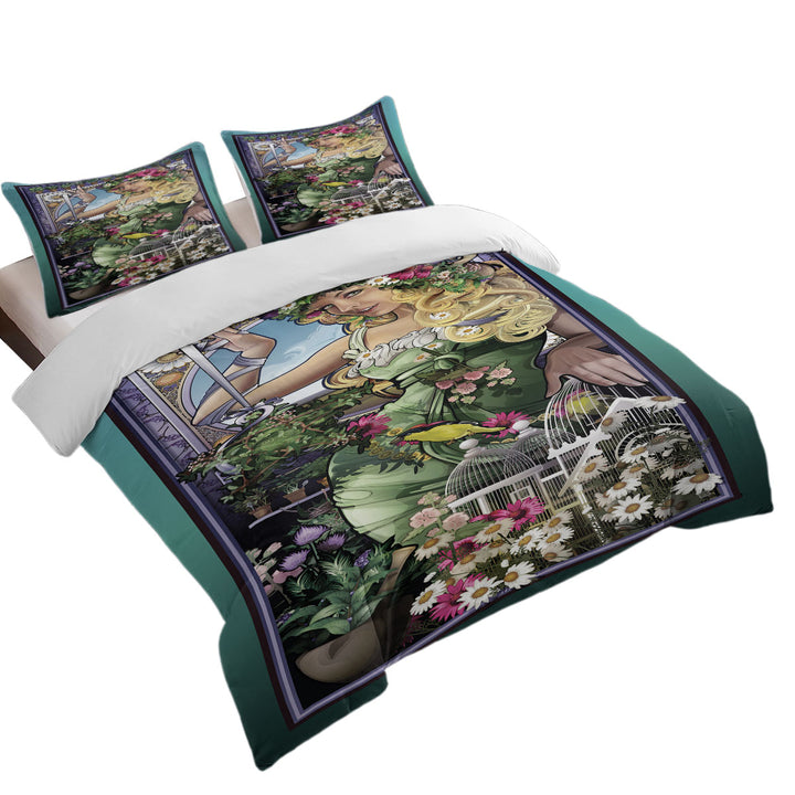 Beautiful Blond Girl Goddess of Herbs Oversized King Duvet Cover