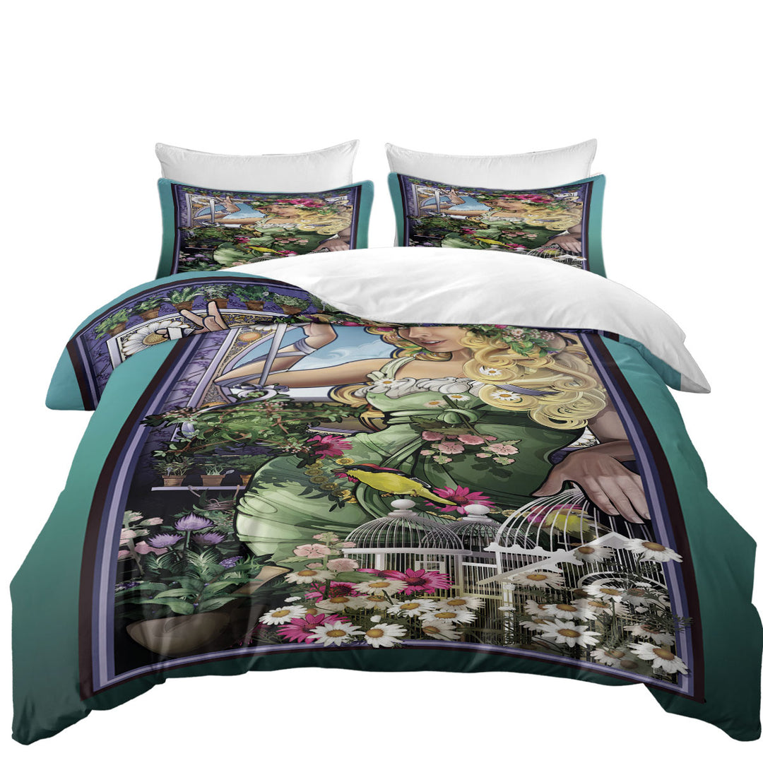 Beautiful Blond Girl Goddess of Herbs Queen Size Duvet Cover