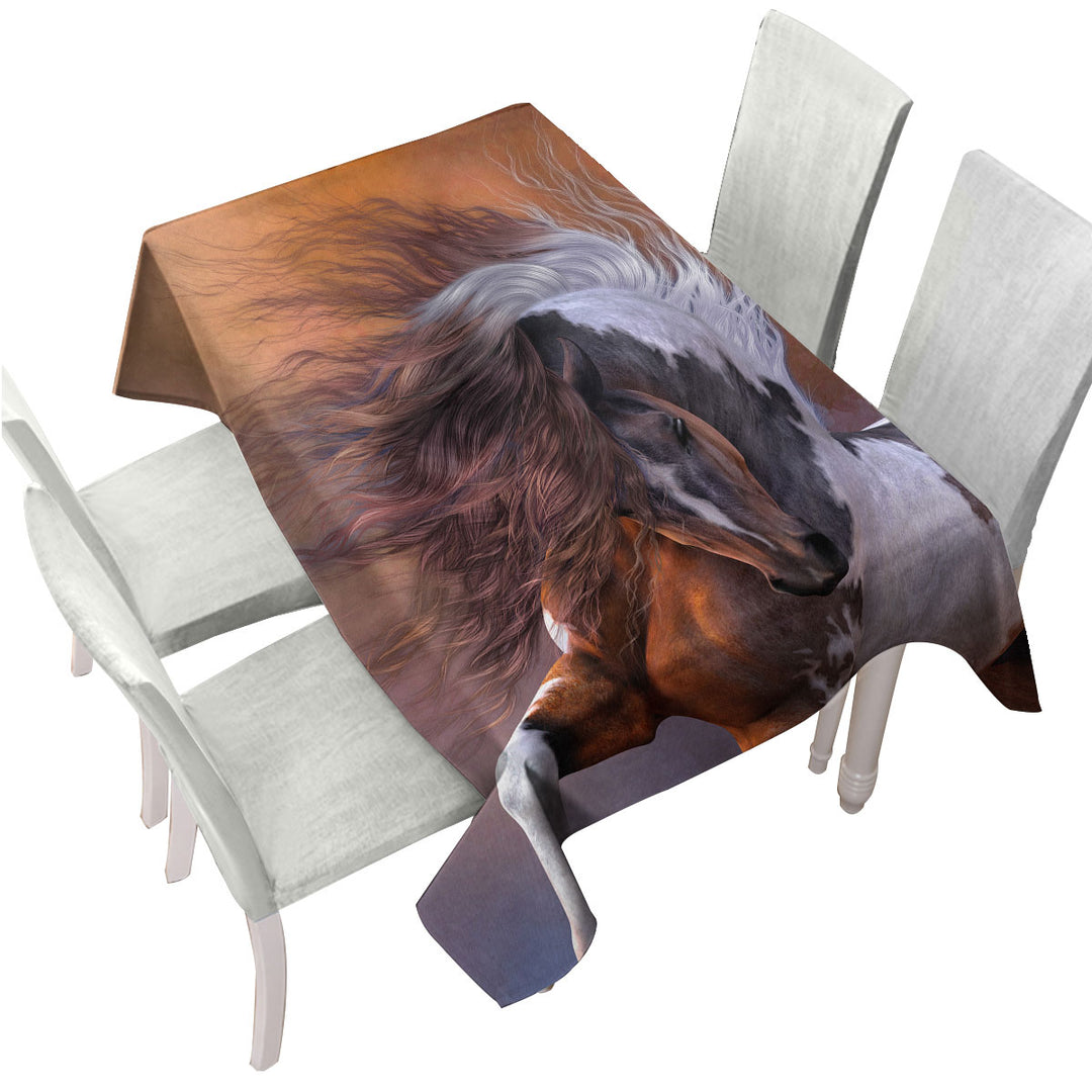 Beautiful Brown and White Pinto Horse Tablecloths