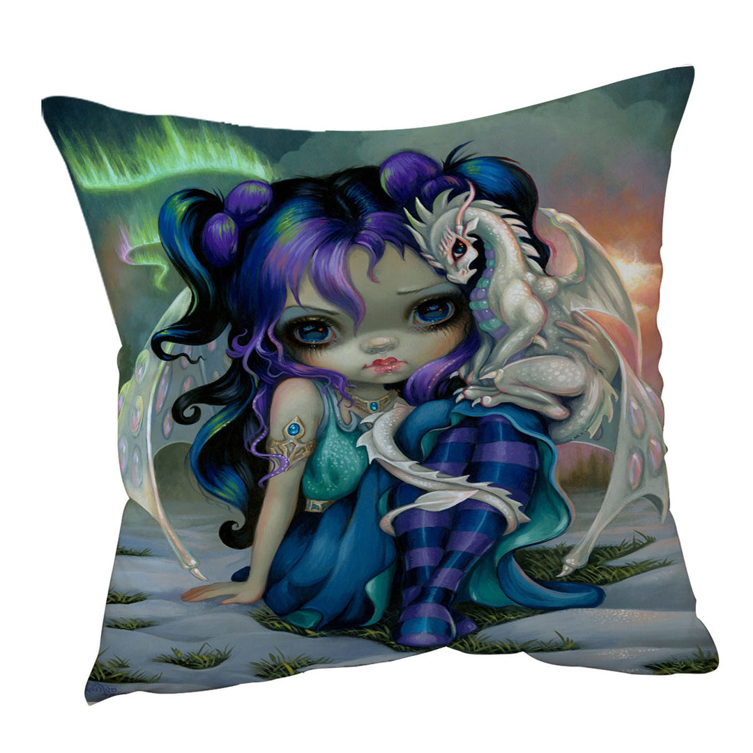 Beautiful Cushion Covers Aurora Dragon Fairy and Frost Dragonling