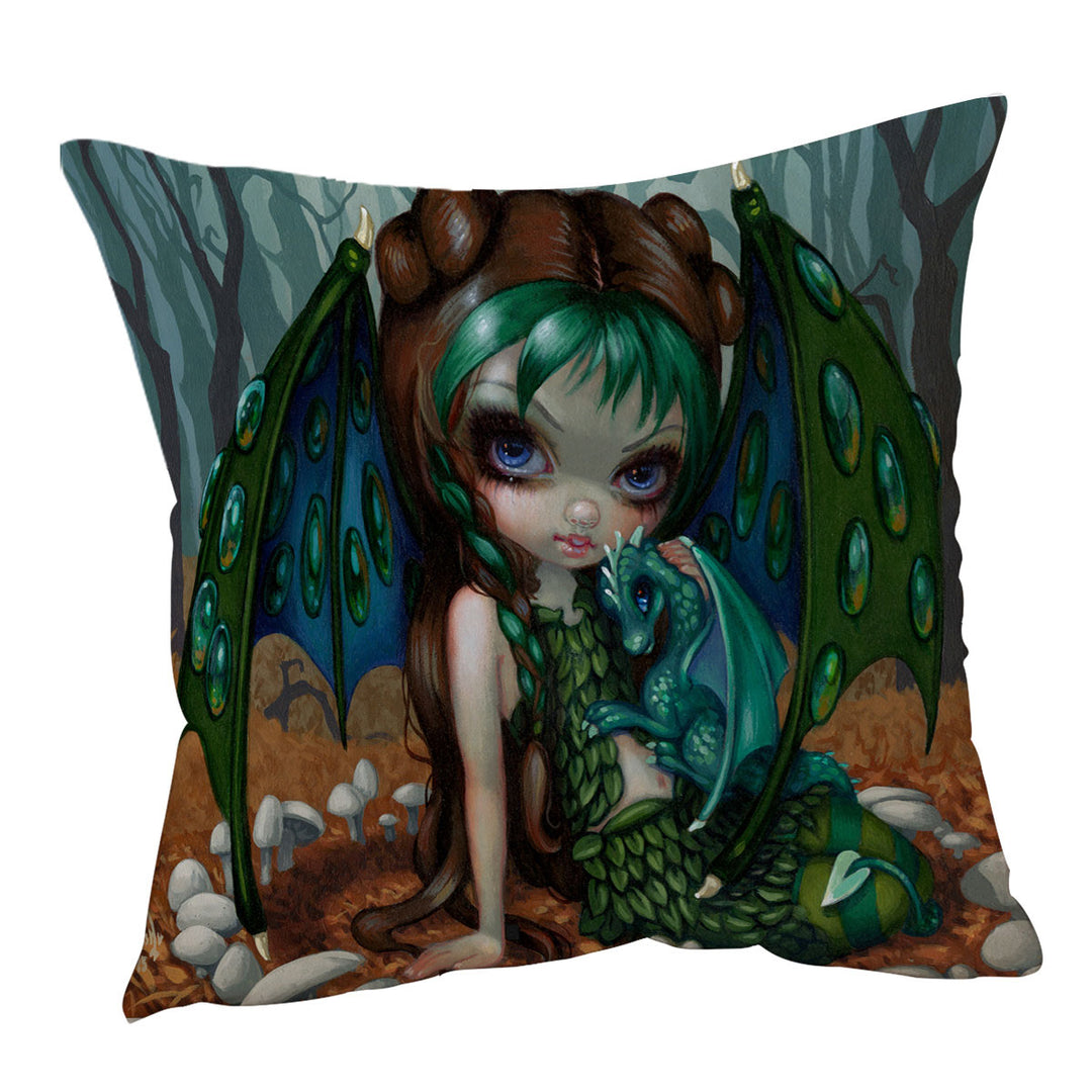 Beautiful Dragon Fairy and Her Ivy Dragonling Cushion Cover