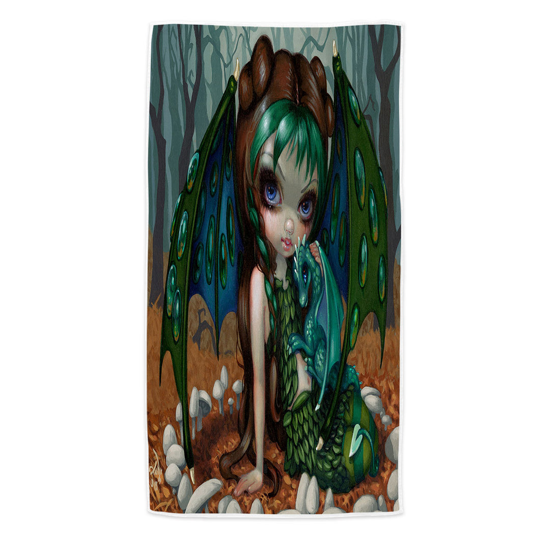 Beautiful Dragon Fairy and Her Ivy Dragonling Microfiber Beach Towel