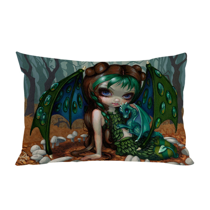 Beautiful Dragon Fairy and Her Ivy Dragonling Pillowcase