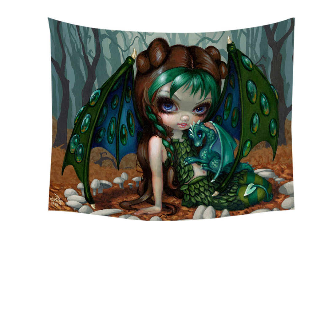 Beautiful Dragon Fairy and Her Ivy Dragonling Tapestry