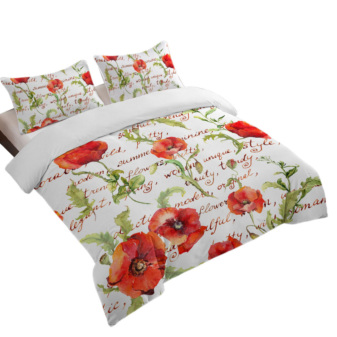 Beautiful Elegant Red Poppies Bed Covers