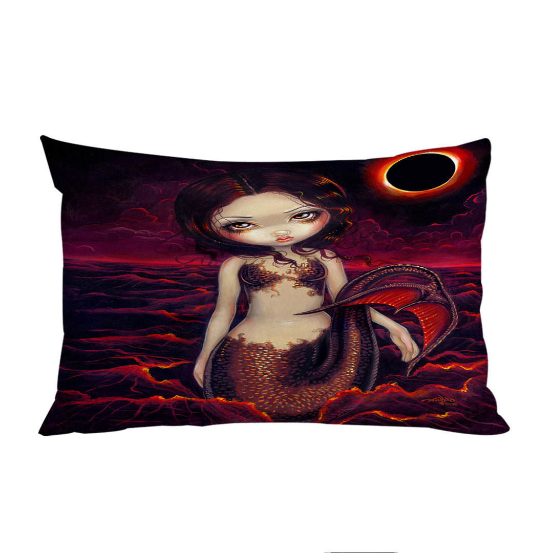 Beautiful Fantasy Art Red Glow Mermaid Eclipse Pillow Cases