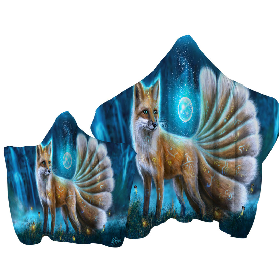 Beautiful Fantasy Fox Hooded Beach Towel