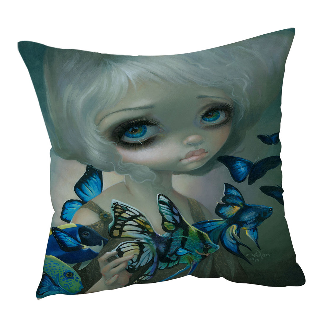 Beautiful Girl Cushion Covers and the Blue Fish Butterflies