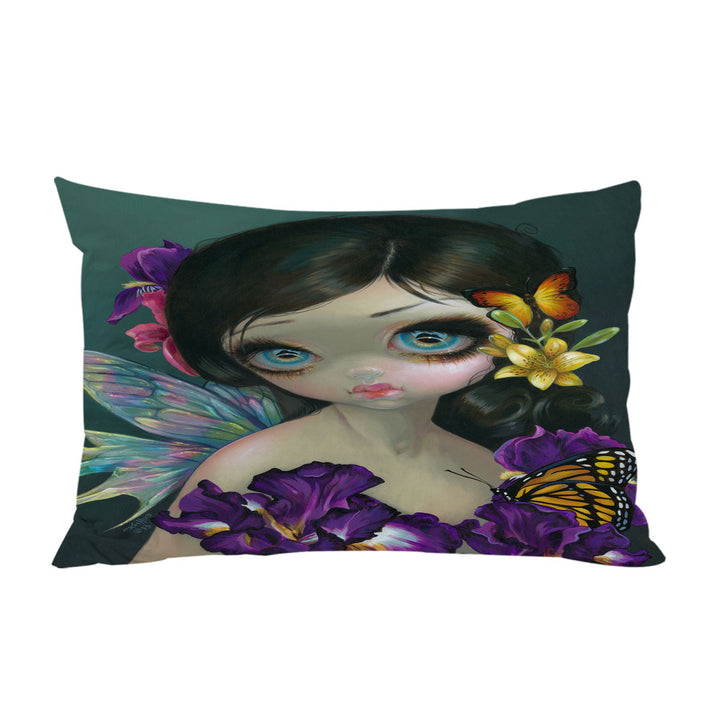 Beautiful Girl Fairy with Iris Enchantment Flowers Custom Pillow Cases