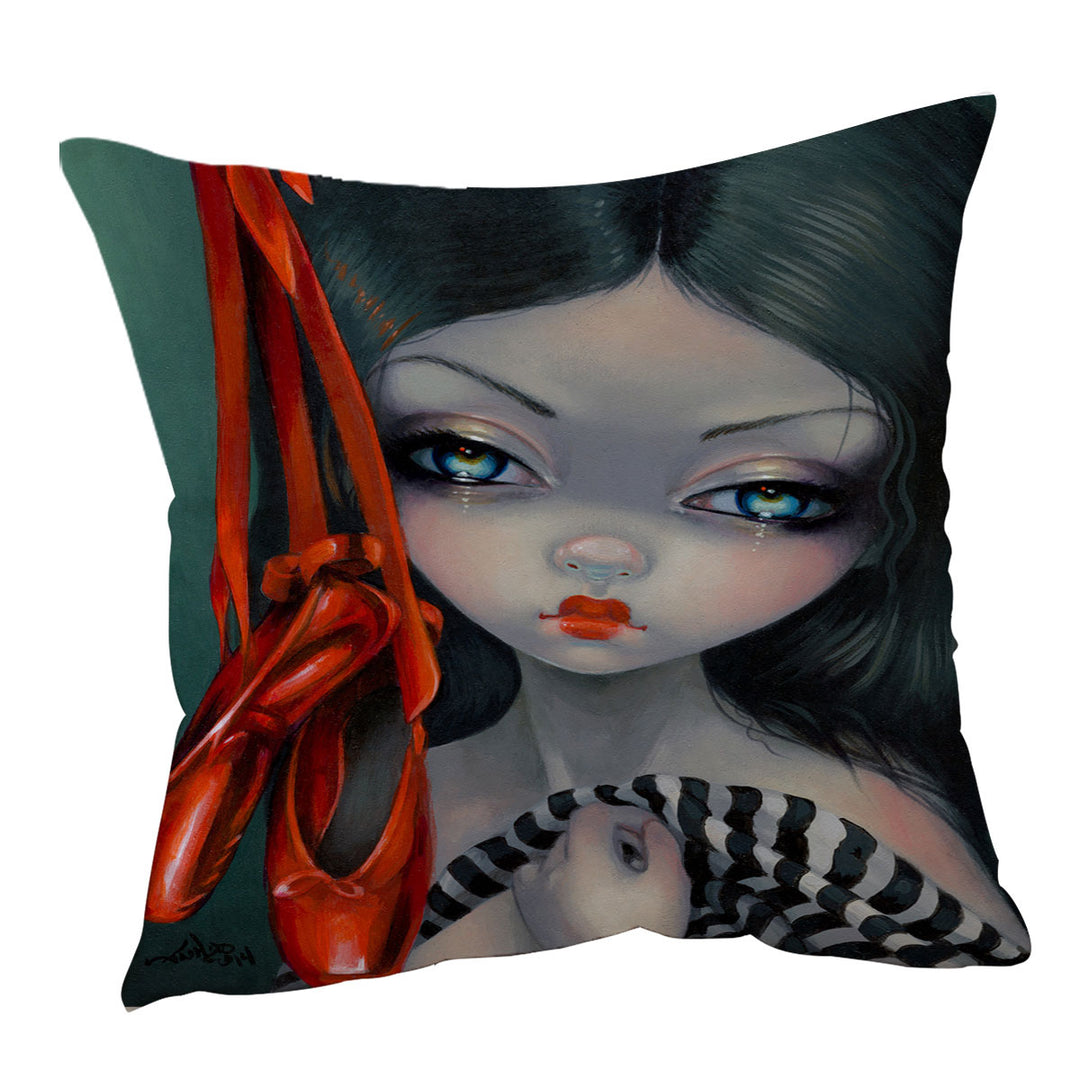 Beautiful Girl Sad Ballet Dancer the Red Shoes Cushion Cover