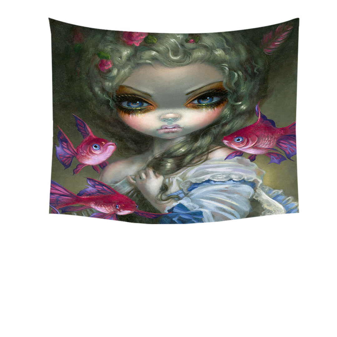 Beautiful Girl Tapestry and Wall Decor the Pink Fish Butterflies