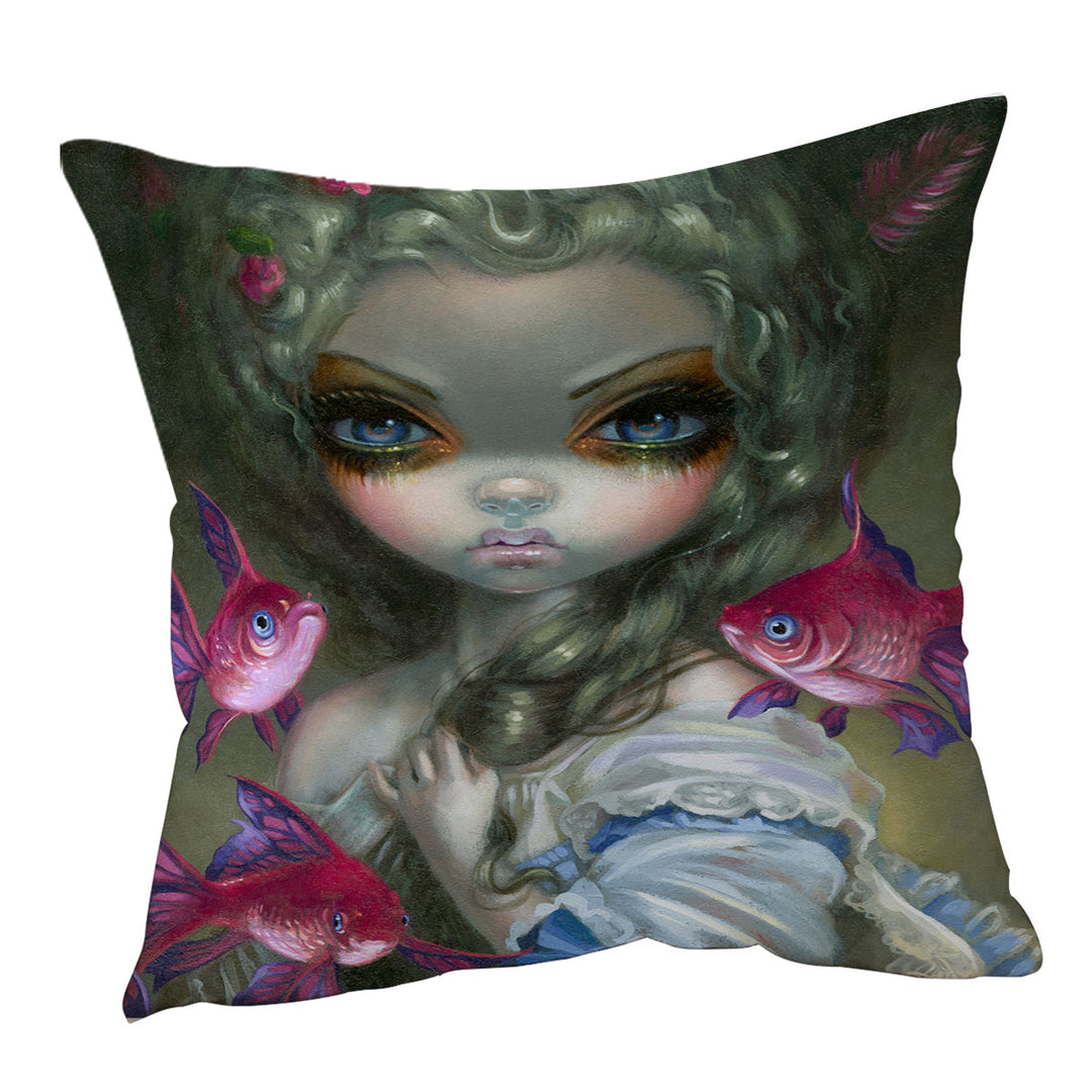 Beautiful Girl Throw Pillows and the Pink Fish Butterflies