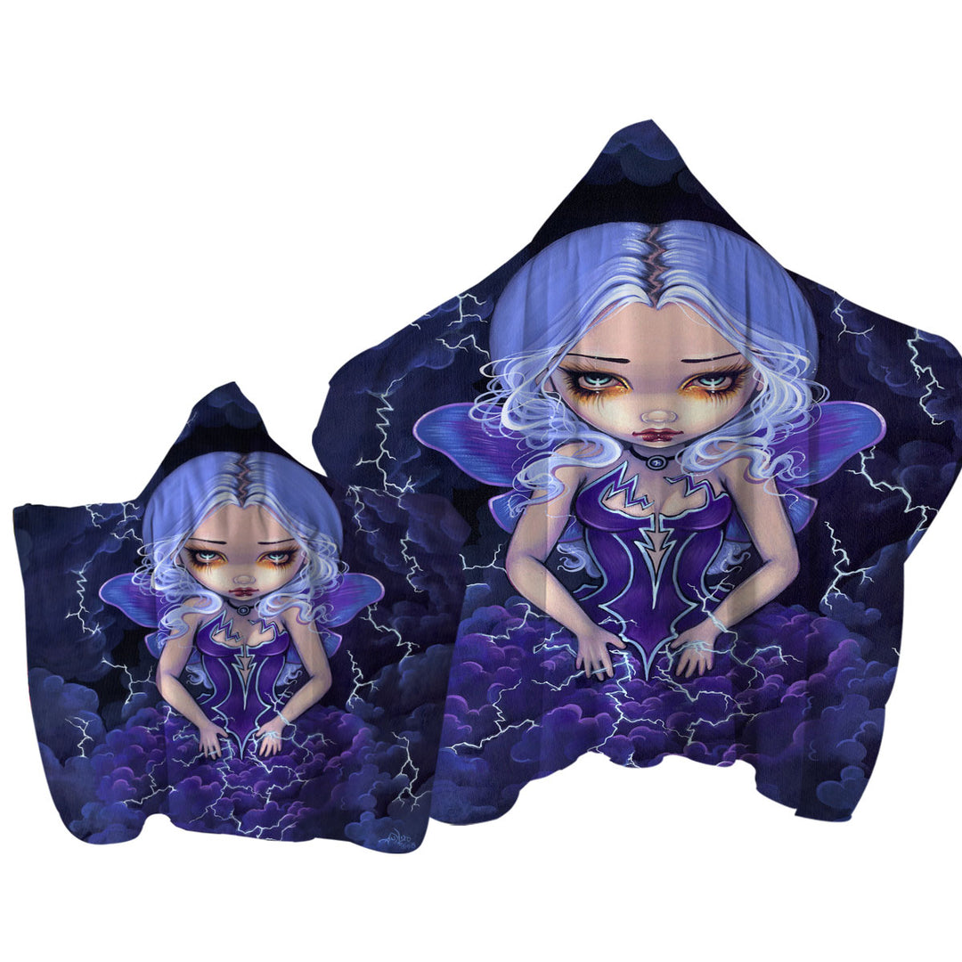 Beautiful Gothic Fairy Dress of Storms Hooded Beach Towel