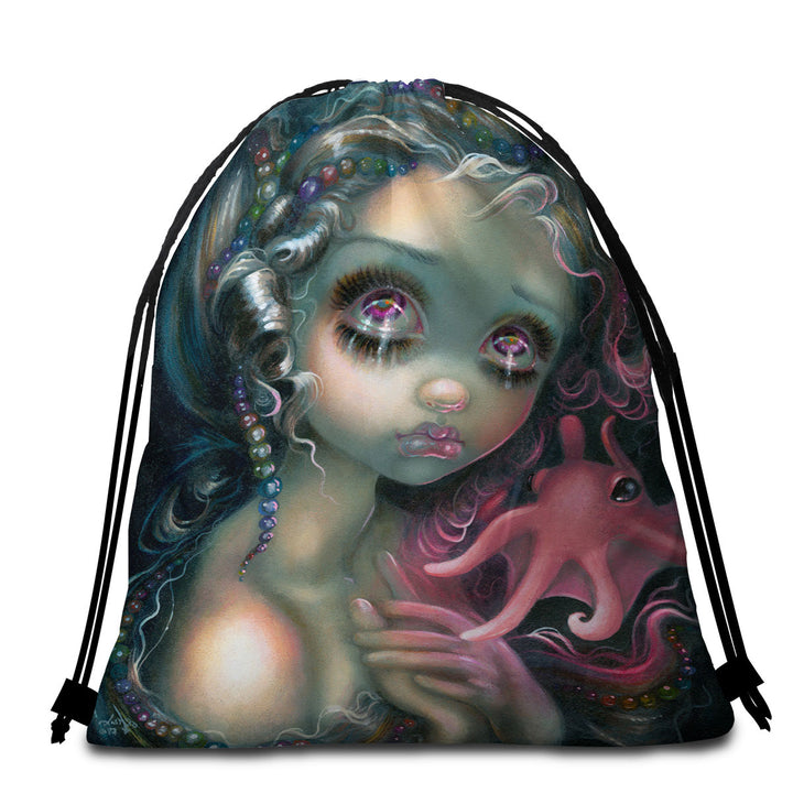 Beautiful Lightweight Beach Towel with Fantasy Painting Dumbo Octopus Mermaid