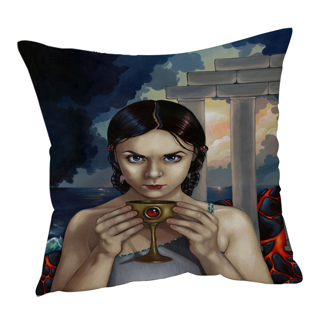 Beautiful Maiden the Fall of Atlantis Mythical City Cushion Covers