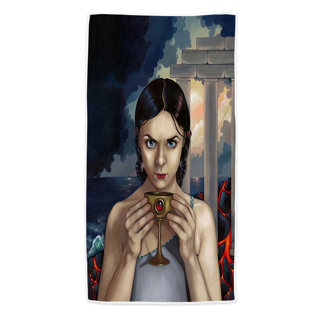 Beautiful Maiden the Fall of Atlantis Mythical City Microfiber Beach Towel