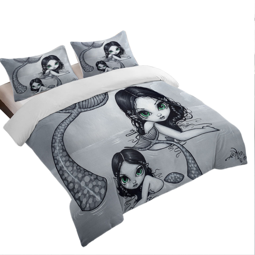 Beautiful Mermaid Mother and Adorable Baby Mermaid Duvet Cover