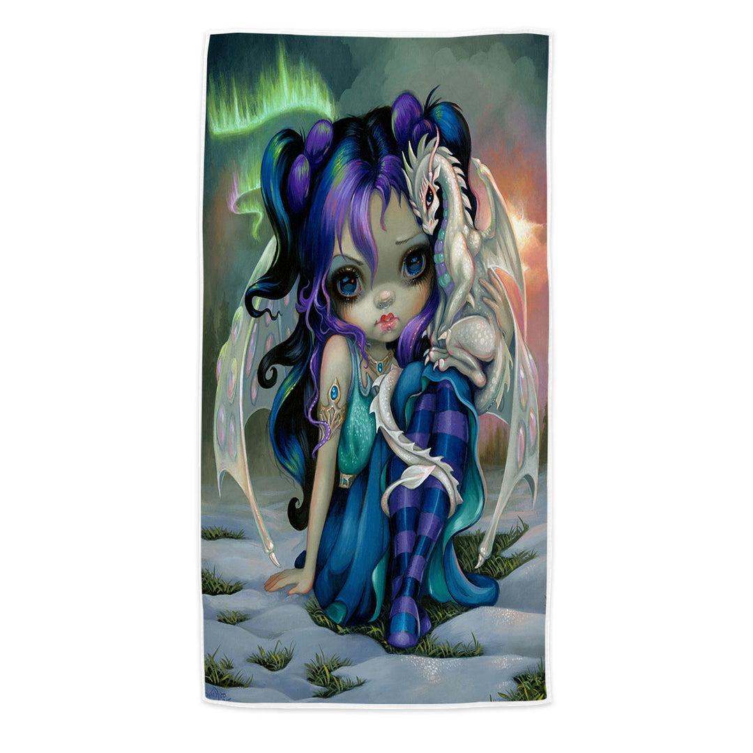 Beautiful Microfibre Beach Towels Aurora Dragon Fairy and Frost Dragonling