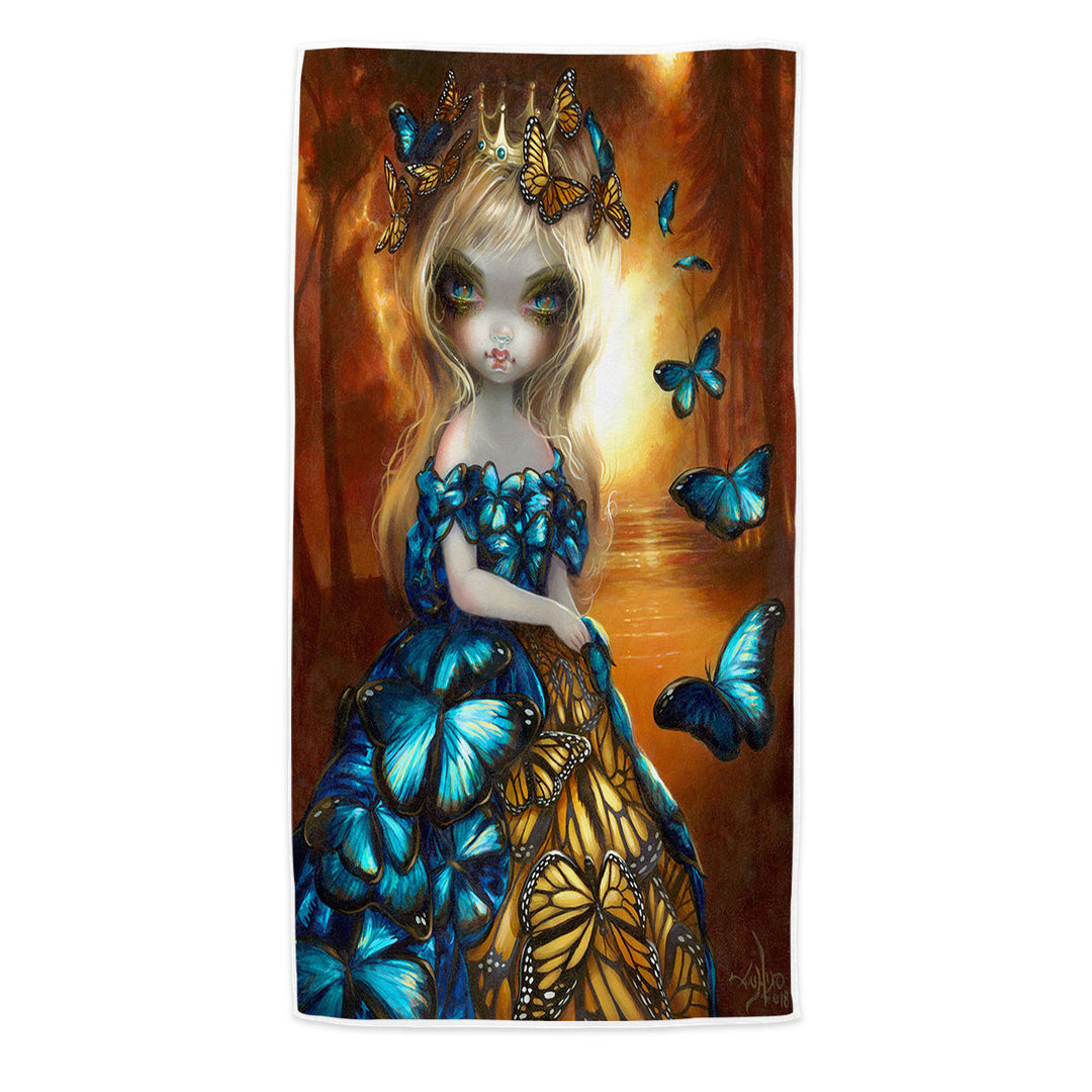 Beautiful Monarch and Blue Morpho Butterflies Queen Beach Towel