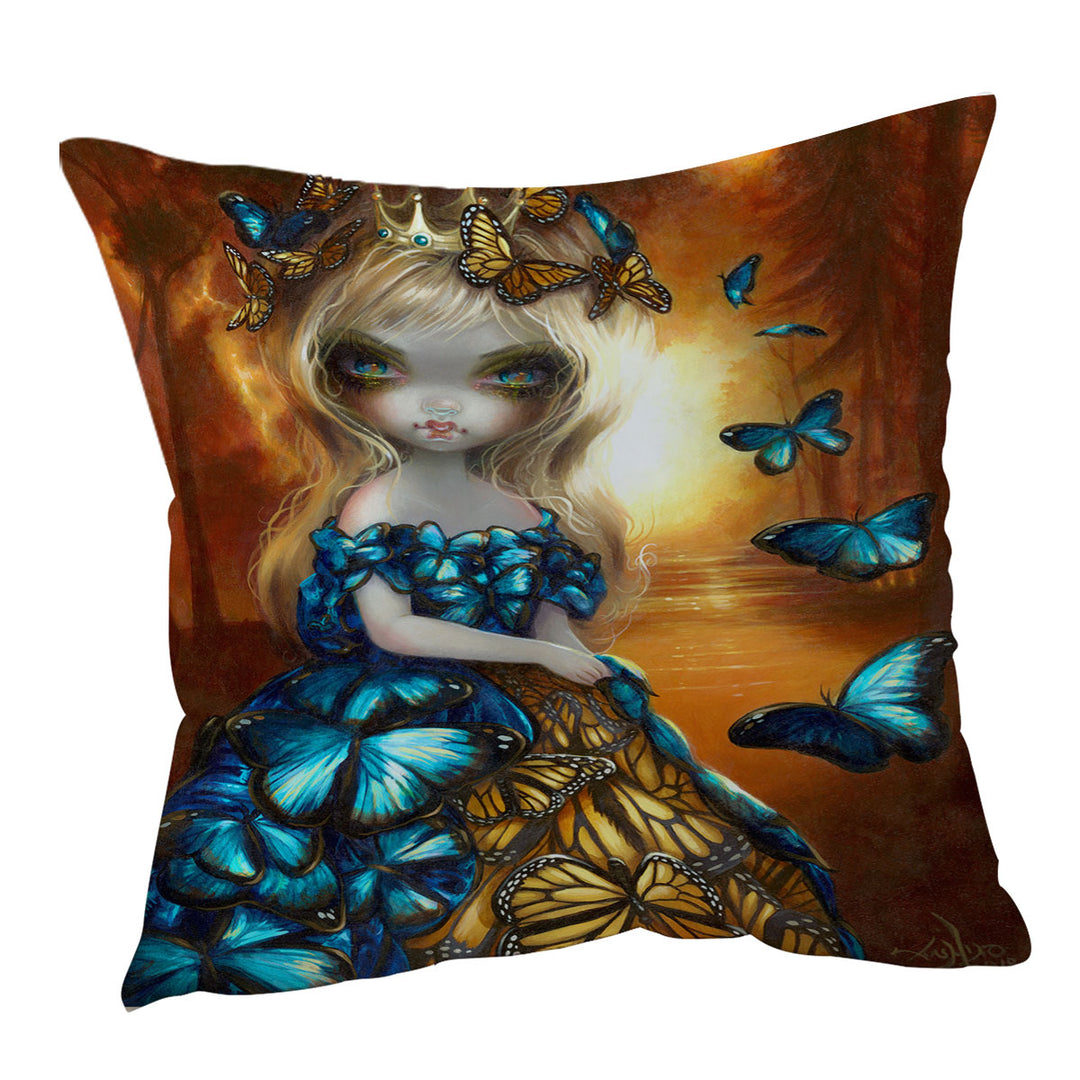 Beautiful Monarch and Blue Morpho Butterflies Queen Cushion Cover