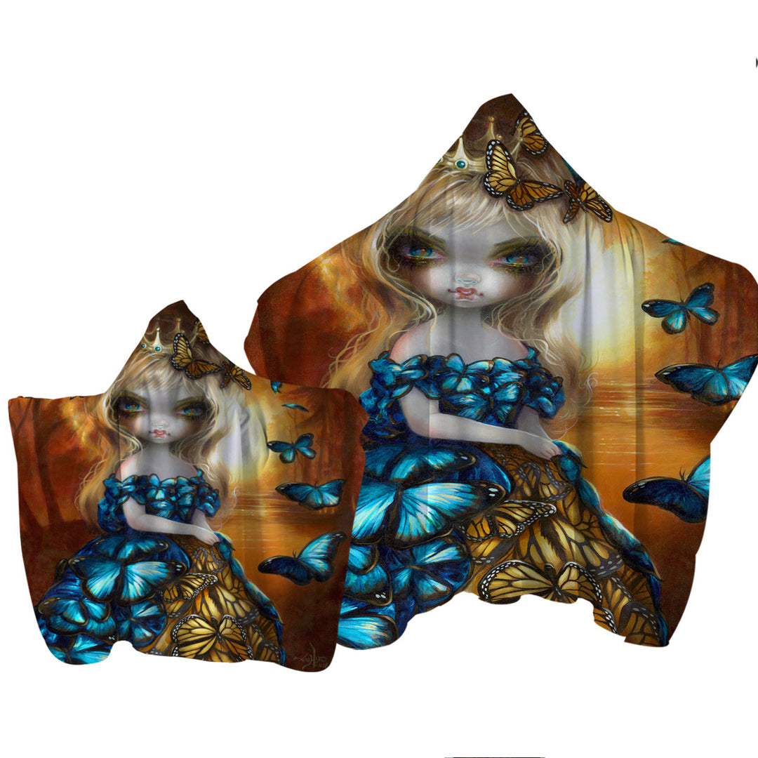 Beautiful Monarch and Blue Morpho Butterflies Queen Towel Hoodie