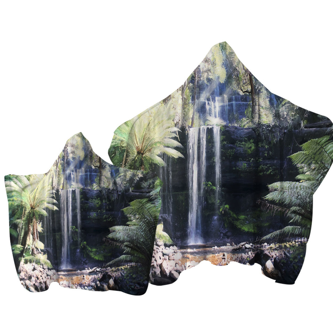 Beautiful Nature Art Painting Russell Falls Hooded Beach Towel