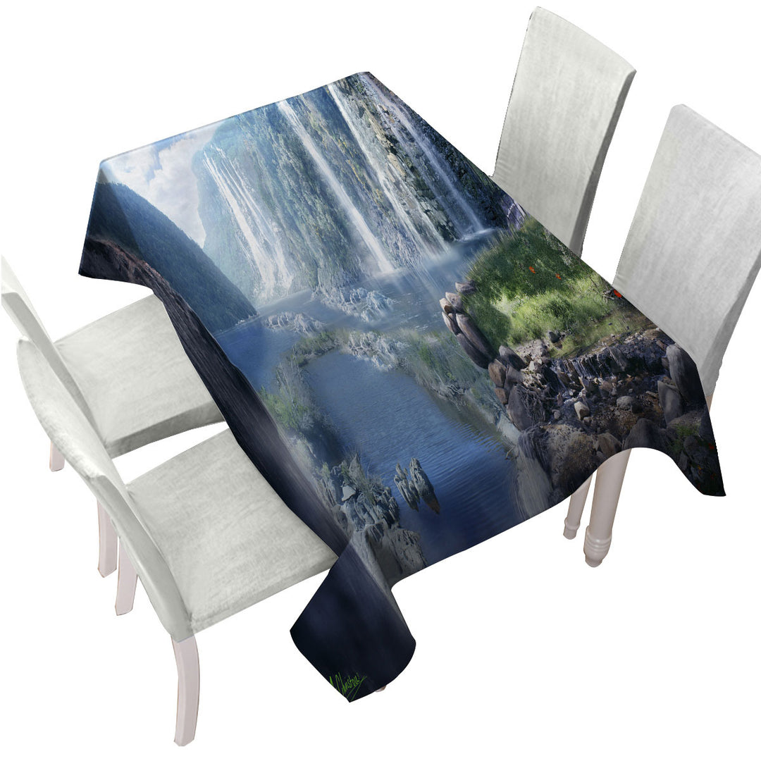 Beautiful Nature Waterfall Paradise Custom table cloth