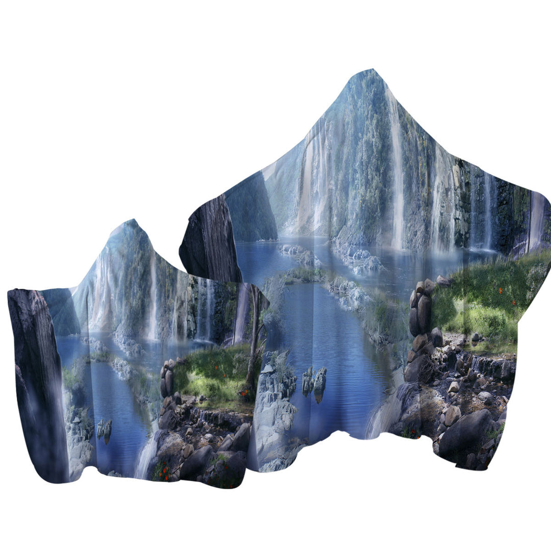 Beautiful Nature Waterfall Paradise Towel Hoodie