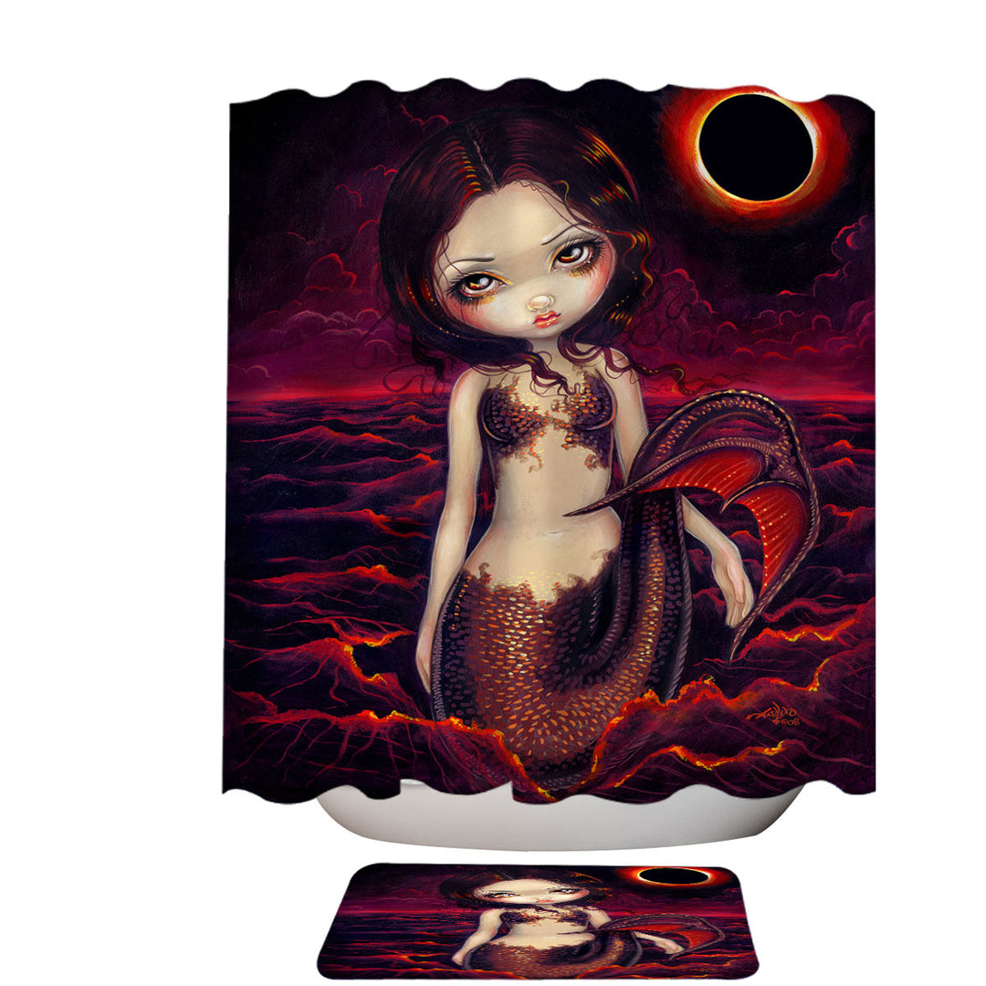 Beautiful Shower Curtains Fantasy Art Red Glow Mermaid Eclipse