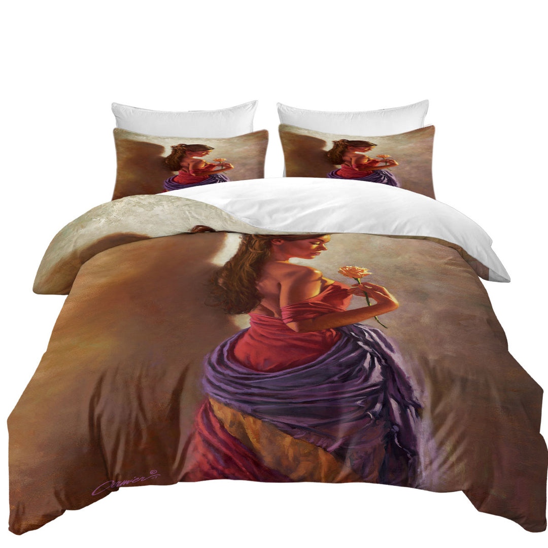 Beautiful Spanish Woman and Rose Duvet Covers