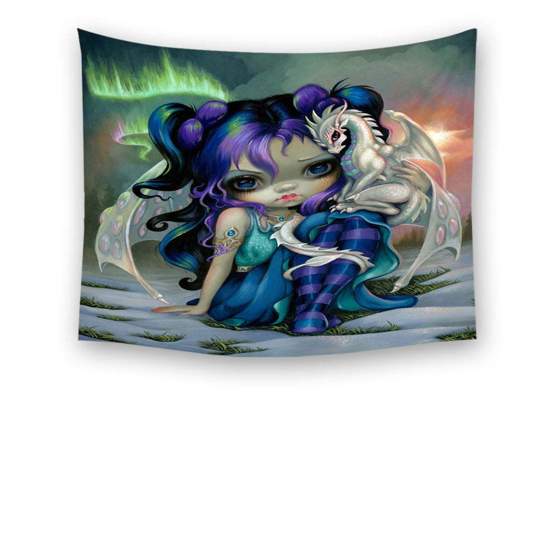 Beautiful Tapestry Aurora Dragon Fairy and Frost Dragonling