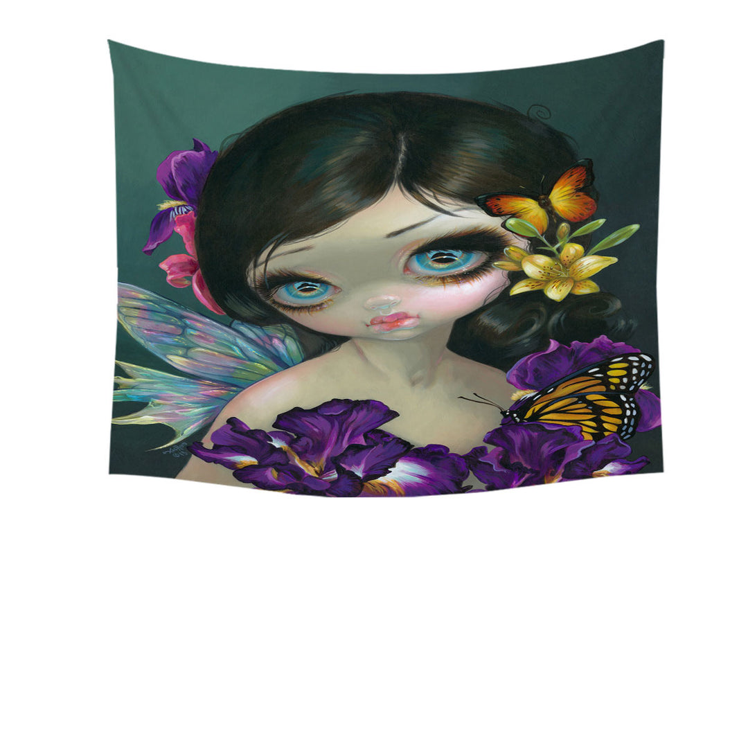 Beautiful Wall Decor Girl Fairy with Iris Enchantment Flowers