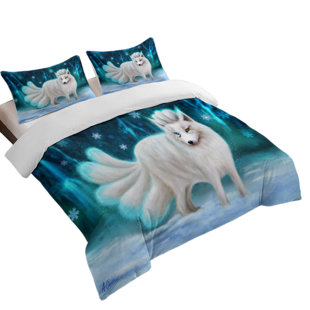 Beautiful White Snow Arctic Fox Duvet Covers