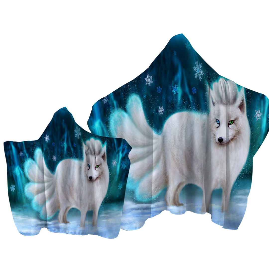 Beautiful White Snow Arctic Fox Towel Hoodie