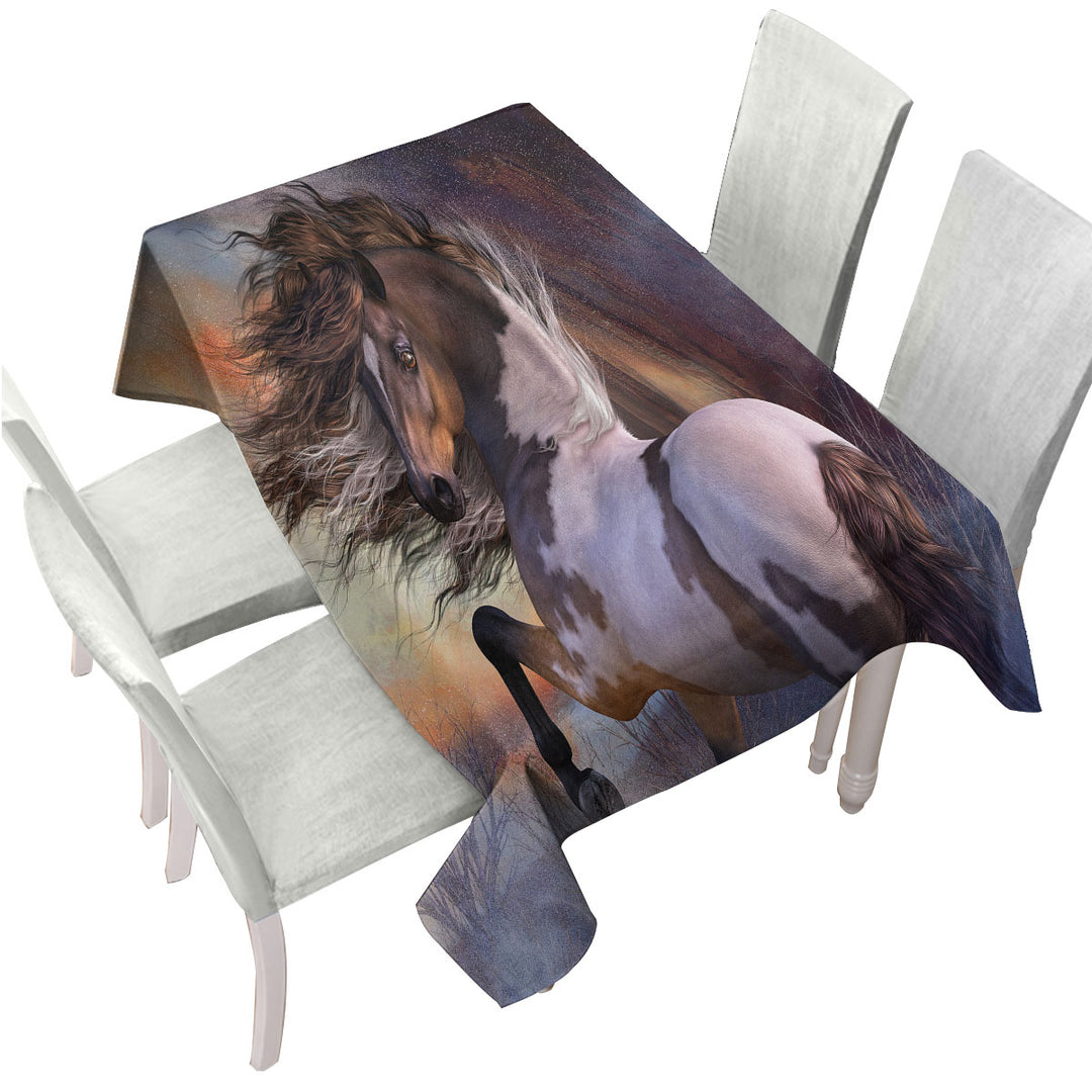 Beautiful Wild Horse Wild Stallion Tablecloth