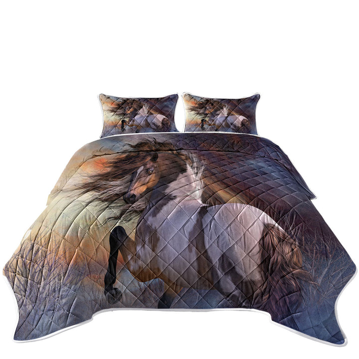 Beautiful Wild Horse Wild Stallion Twin Quilt