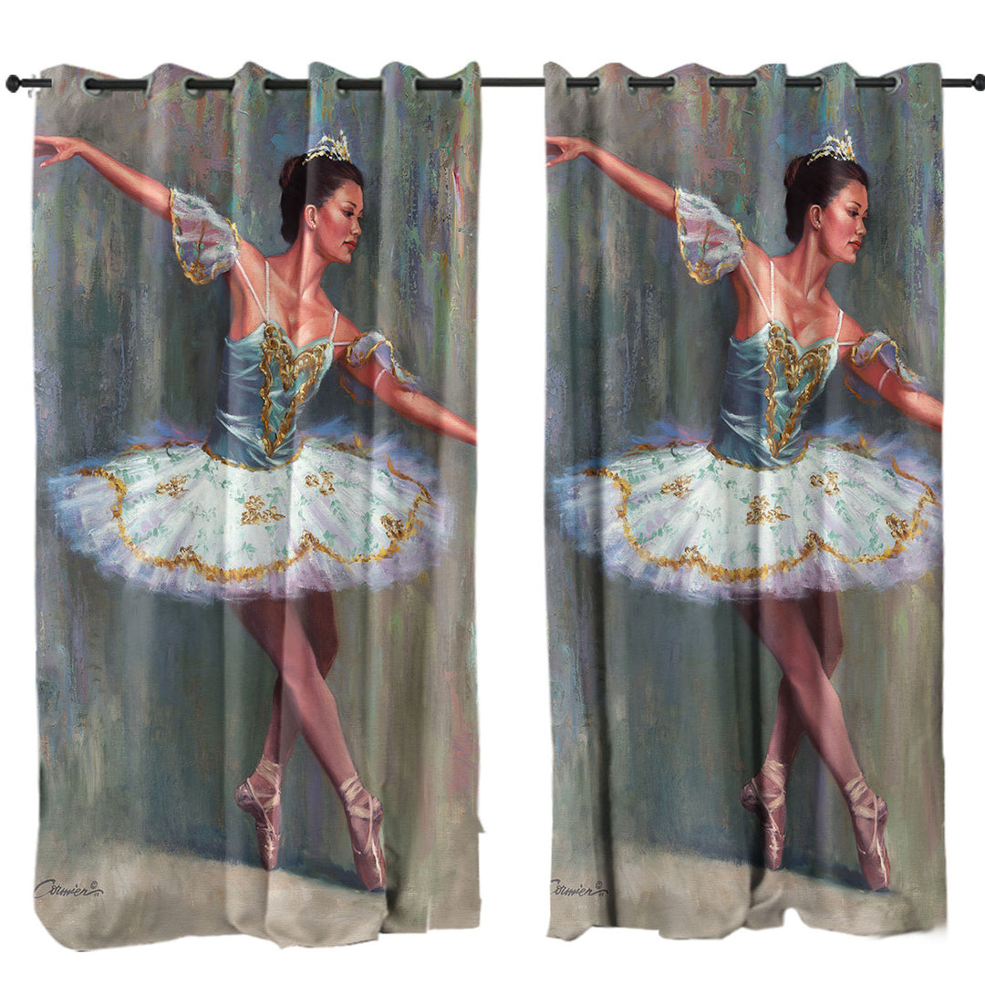 Beautiful Woman Painting the Ballet Dancer Curtain