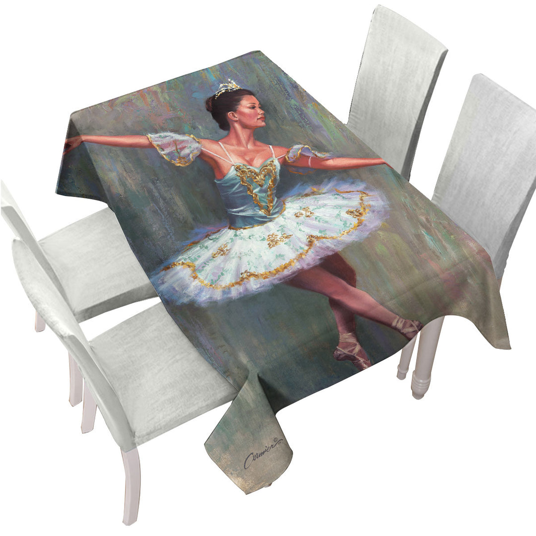 Beautiful Woman Painting the Ballet Dancer Tablecloth