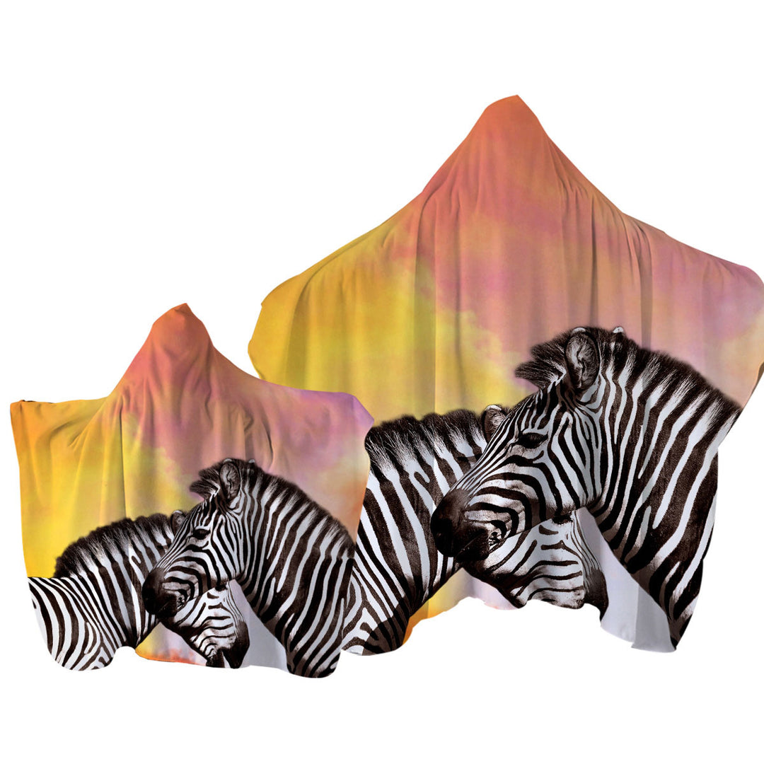 Beautiful Zebra Couple Hooded Beach Towel