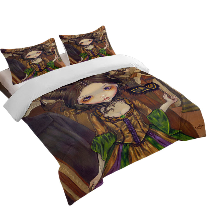 Beautiful big eyed maiden at The Masquerade Ball Duvet Cover