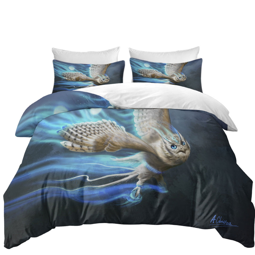 Bed Covers with Athenas Cool White Owl