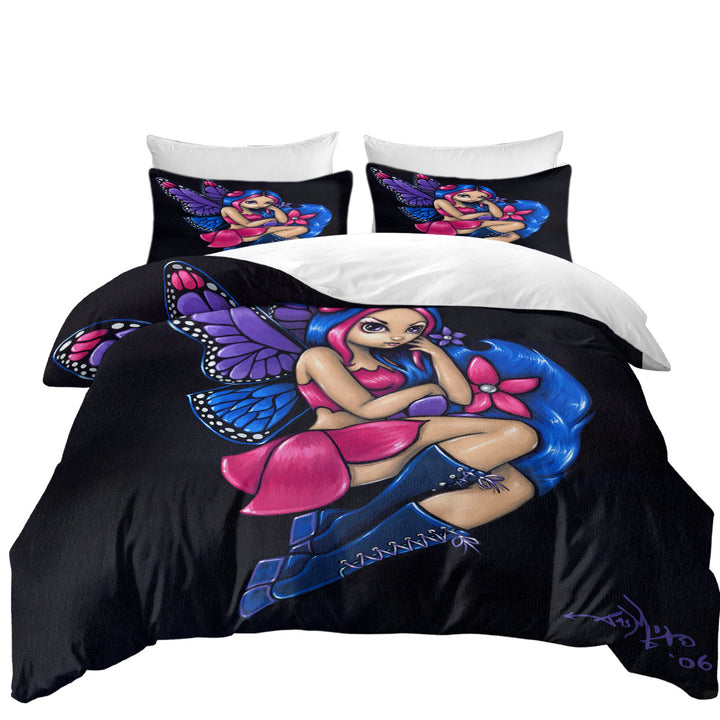 Bed Covers with Butterfly Fairy a Little Shy