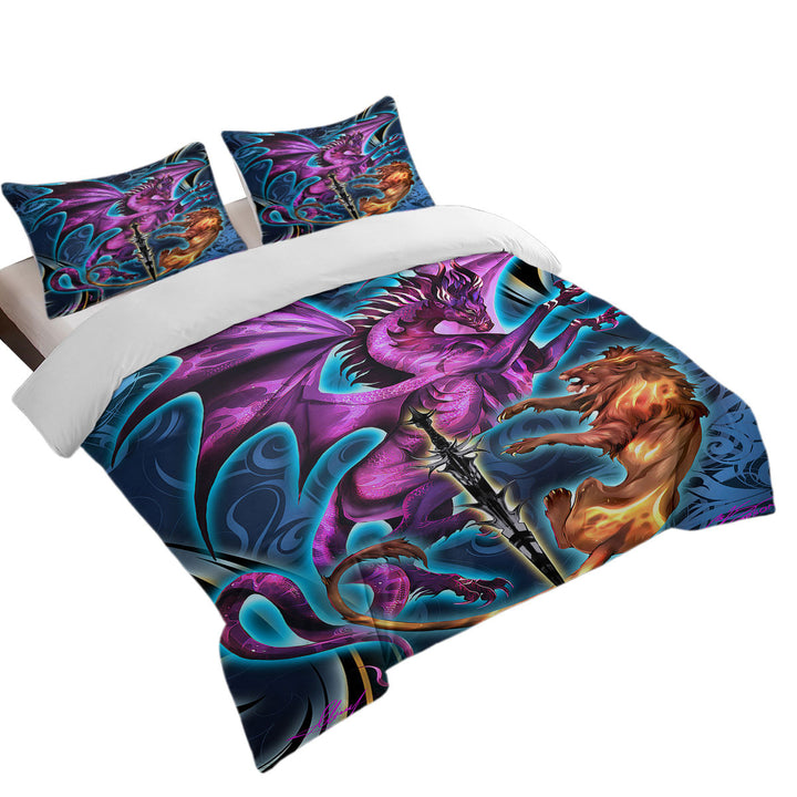 Bed Covers with Cool Fantasy Weapon Lion Dragon Blade