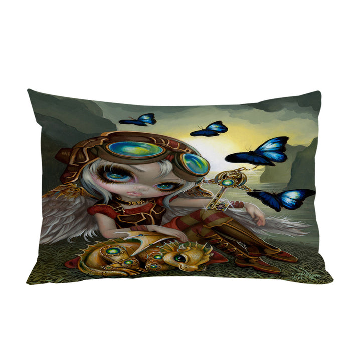 Bed Covers with Cute Fantasy Art Angel and Clockwork Dragonling