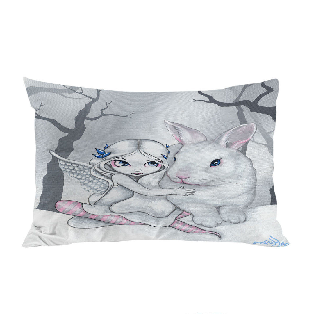 Bed Covers with Cute Kids Drawing Winter Fairy and Snow Bunny