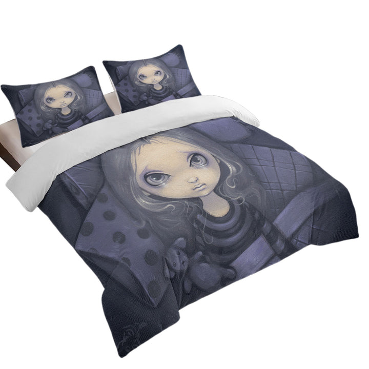 Bed Covers with Cute Wake Up Girl Cannot Sleep